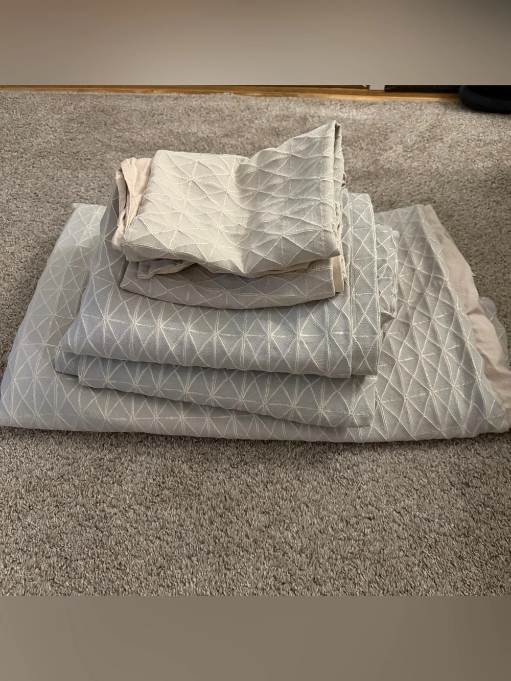 West Elm Painterly Platinum Ivory Set Duvet Cover Shams Curtains Pillow Covers